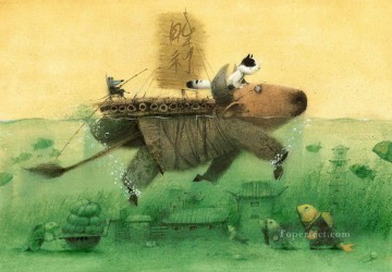Märchen Panda Fantasie Ölgemälde